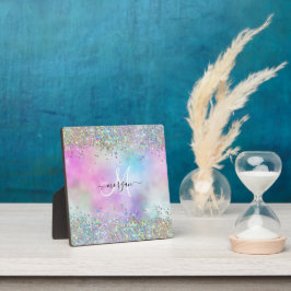 Holografiskt Glitter Rainbow Pastels Monogram