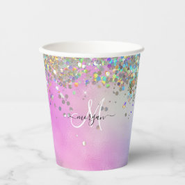 Holografiskt Glitter Rainbow Pastels Monogram