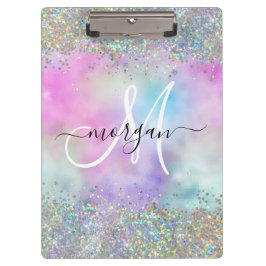 Holografiskt Glitter Rainbow Pastels Monogram
