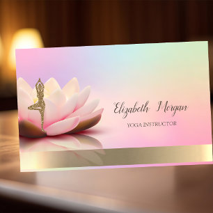 Holografiskt Guld,Lotus,Yoga Glitter Flicka Visitkort