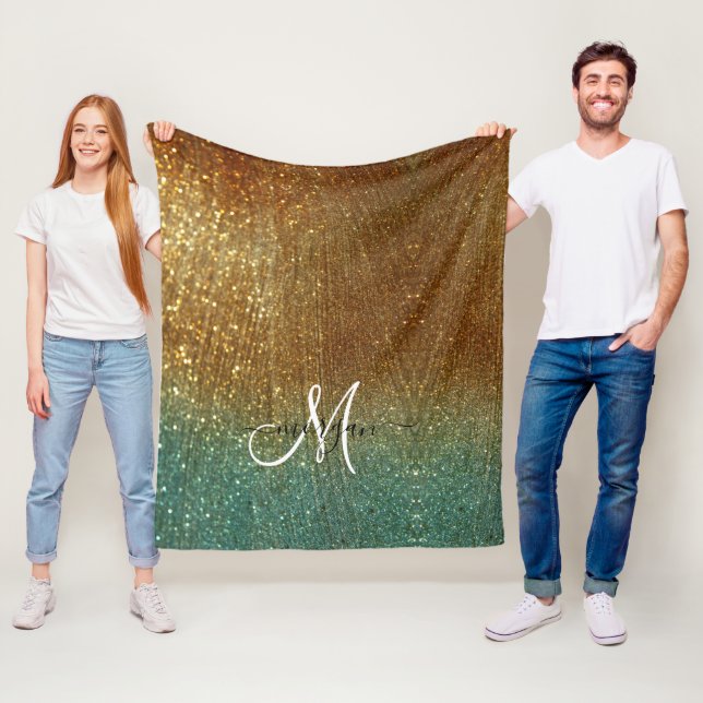 Holografiskt guld Monogram Fleece Blanket (På plats)