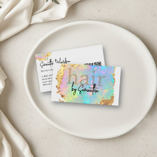 Holografiskt Iridescent Agat Hårstylist Salong QR Visitkort