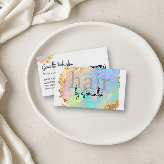 Holografiskt Iridescent Agat Hårstylist Salong QR Visitkort