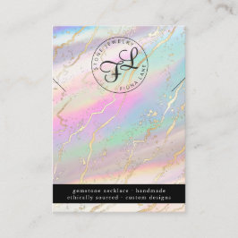 Holografiskt Iridescent opal Necklace-Visning Visitkort
