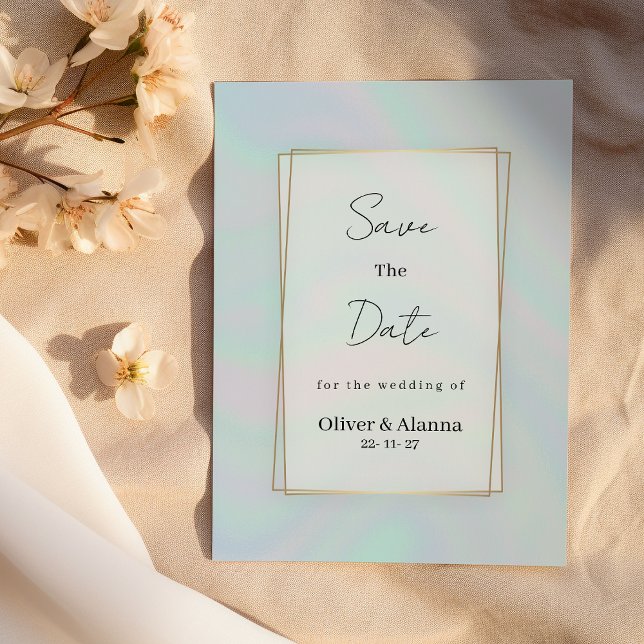 Holografiskt lavender blue marble Save Date Inbjudningar (Holographic lavender blue marble Save The Date)