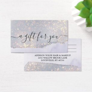 Holografiskt lila glitter Lyxglitter presentkort Visitkort