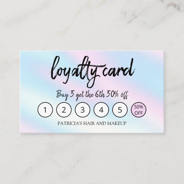 Holografiskt makeup-artist Hair Salon Loyalty Card Visitkort (Framsida)