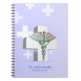 Holografiskt medicinskt 3D Caduceus White Kor Anteckningsbok