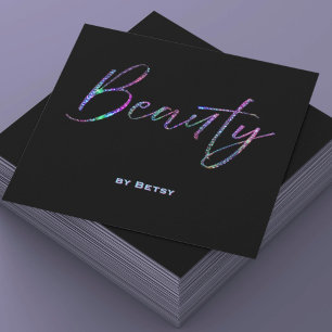 Holografiskt Neon Glitter Beauty Affärskort Fyrkantigt Visitkort