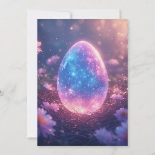 Holografiskt neon påskägg kort