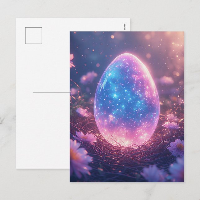 Holografiskt neon påskäggkort helg vykort (Fram/baksida)