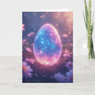Holografiskt neon påskäggkort helgkort