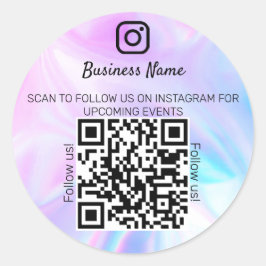 Holografiskt opal business namn qr-kodinstagran runt klistermärke