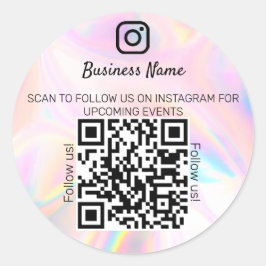 Holografiskt opal business namn qr-kodinstagran runt klistermärke