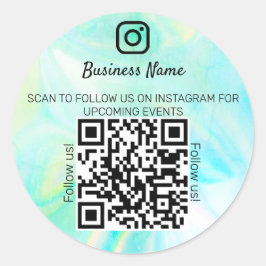 Holografiskt opal business namn qr-kodinstagran runt klistermärke