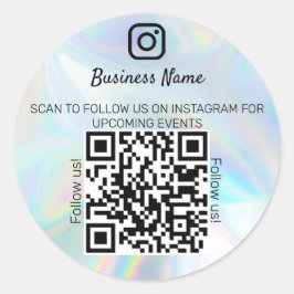 Holografiskt opal business namn qr-kodinstagran runt klistermärke