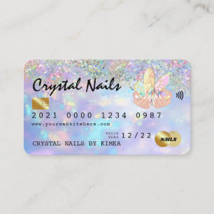 Holografiskt opal Crystal Nagel Tech Kredit-kort Visitkort