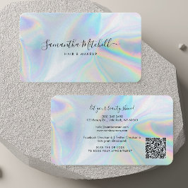 Holografiskt QR-kodskript Hair och Makeup Salon Visitkort