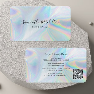 Holografiskt QR-kodskript Hair och Makeup Salon Visitkort