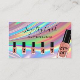 Holografiskt Rainbow Nail Salon Loyalty Visitkort