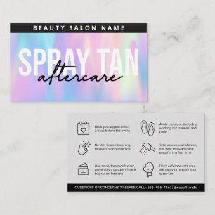 Holografiskt redigerbart Sif Spray Tan-eftervård Visitkort