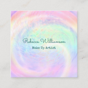 Holografiskt regnbåge Aesthetic Pastel Swirl make Fyrkantigt Visitkort