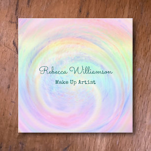Holografiskt regnbåge Aesthetic Pastel Swirl make Fyrkantigt Visitkort