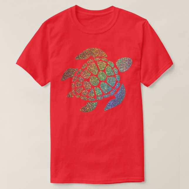 Holografiskt regnbåge Ombre Glitter Turtle T Shirt (Design framsida)