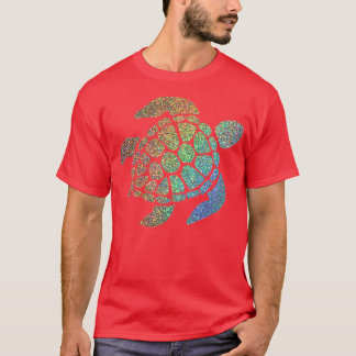 Holografiskt regnbåge Ombre Glitter Turtle T Shirt