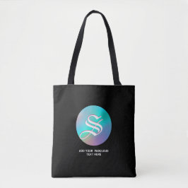 Holografiskt Sagoland | Monogram och namn Svart Tygkasse