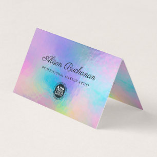 Holografiskt skript Modern Faux Rainbow Iridescent Visitkort