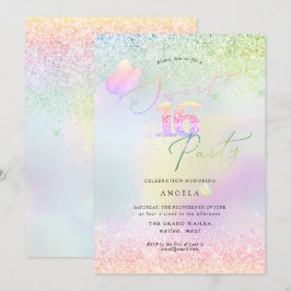 Holografiskt sötat 16 Rosa Diamond Glitter Inbjudningar