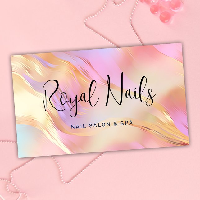 Holografiskt SPA Nail Salon Makeup Hair Visitkort (Holographic SPA Nail Salon Makeup Hair Business Card)