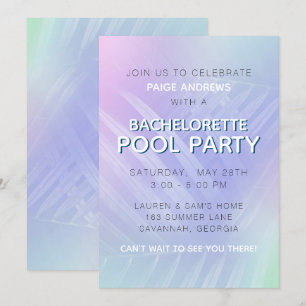 Holografiskt Tropical Löv Bachelorette Party Inbjudningar