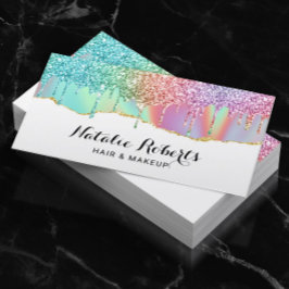 Holografiskt Unicorn Glitter Drips Beauty Salon #2 Visitkort