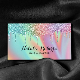 Holografiskt Unicorn Glitter Drips Beauty Salon Visitkort