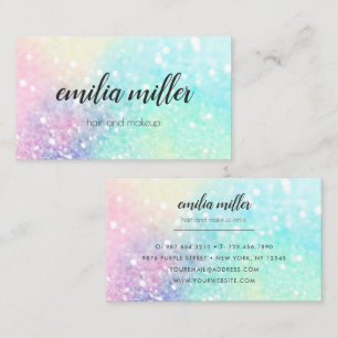 Holografiskt Unicorn Makeup Hair Glitter Glam Visitkort