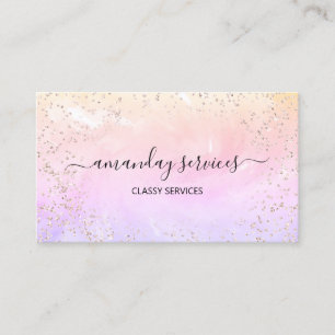 Holografiskt Unicorn Rainbow Confetti Boutique Bus Visitkort