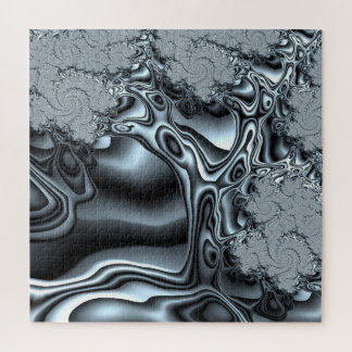 Holografiskt utseende Fractal Träd i Silvery Blue Pussel