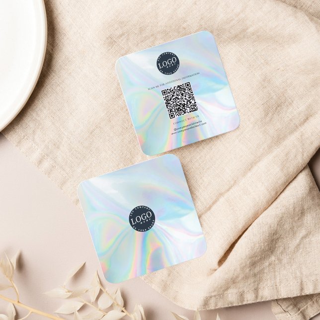 Hologragrafisk modern mediewebbplats i QR Social Fyrkantigt Visitkort (Modern Holographic Business Card with QR Code)