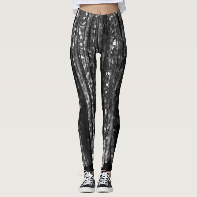 Hologragrafiskt Silver Grått Tinsel Glam #1 #wall  Leggings (Framsida)