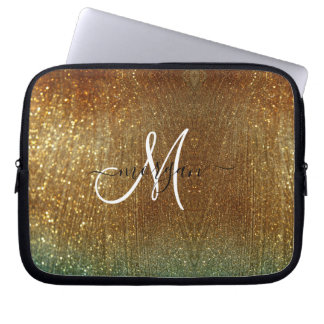 Hologragram guld Glitter Monogram Laptop Fodral