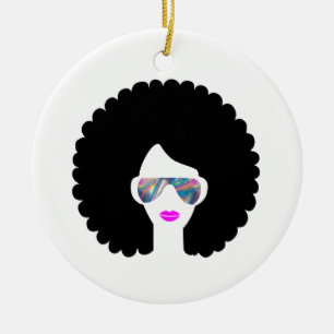 hologram afro-flicka julgransprydnad keramik