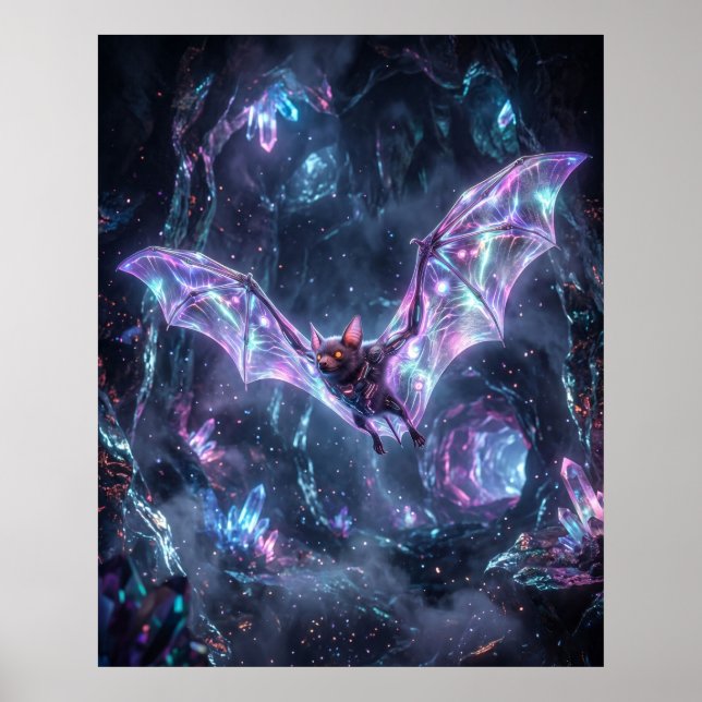 Hologram Bat Neon Cavern Poster (Framsidan)
