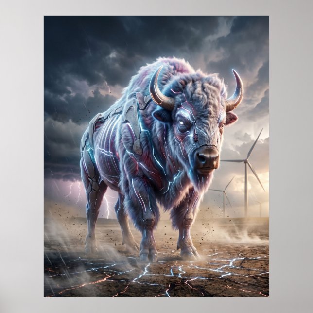 Hologram Bison Storm Plains Poster (Framsidan)