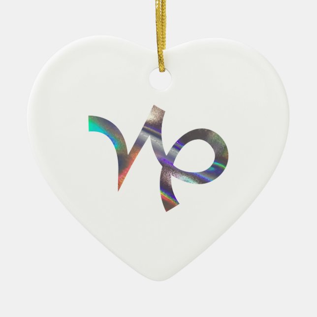 hologram Capricorn Julgransprydnad Keramik (Framsidan)