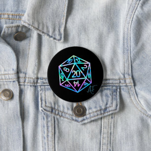 Hologram D20 Crit AF PnP Tabletop Gamer Dice Knapp