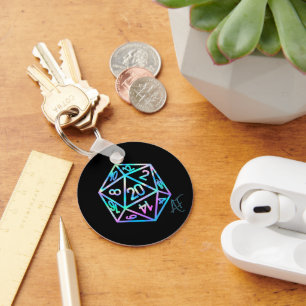 Hologram D20 Crit AF PnP Tabletop Gamer Dice Nyckelring