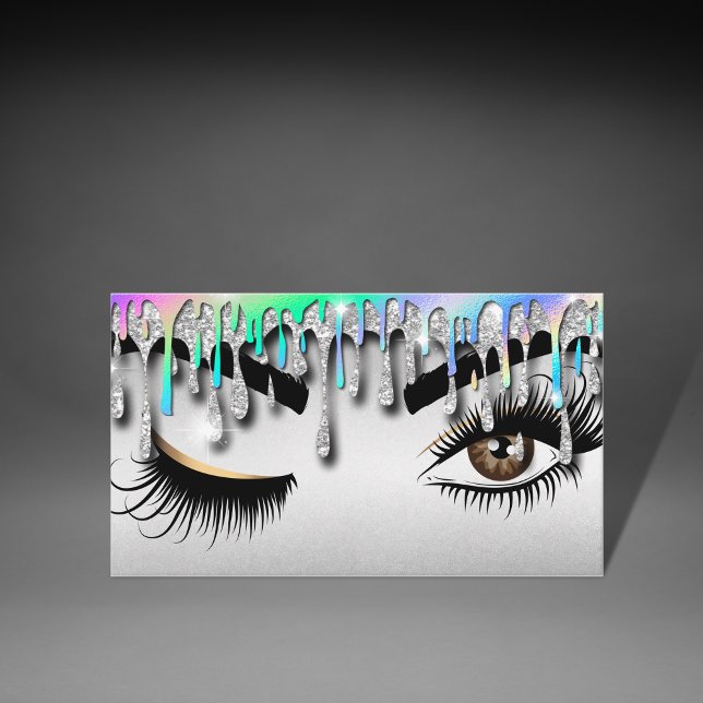 Hologram Dripping Guld Makeup-artist Wink Öga Lash Visitkort (Skapare uppladdad)