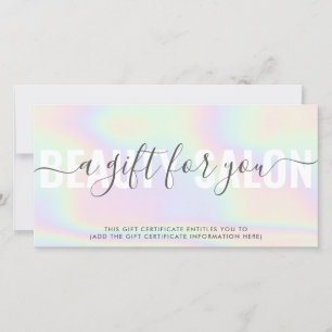 Hologram elegant unicorn rainbow salon presentkort